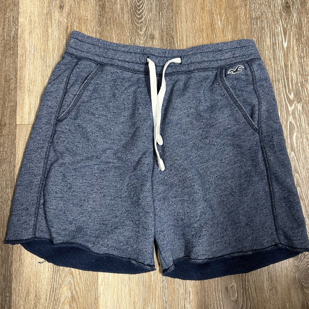 Hollister Men's Heathered Blue Drawstring Sweats Athletic Shorts